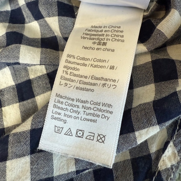 J.Crew Classic Fit Button Down Shirt Womens 4 Crinkle Gingham Navy Top AW251 - Picture 4 of 8